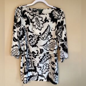Ralph Lauren Monochrome Floral Belted Tunic NWOT